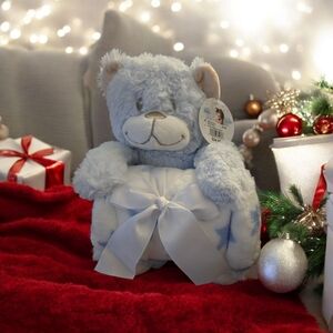 Blue and White Stuffed Bear Toy